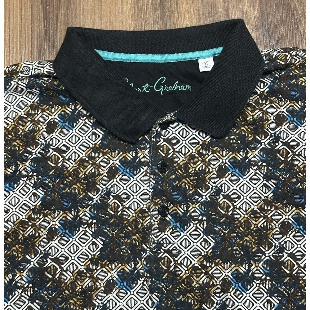 Robert Graham Men's Eastby Abstract Multi-Color Graphic Polo Shirt Sz L